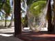 hanging chair on the terrace of the new beach bungalows